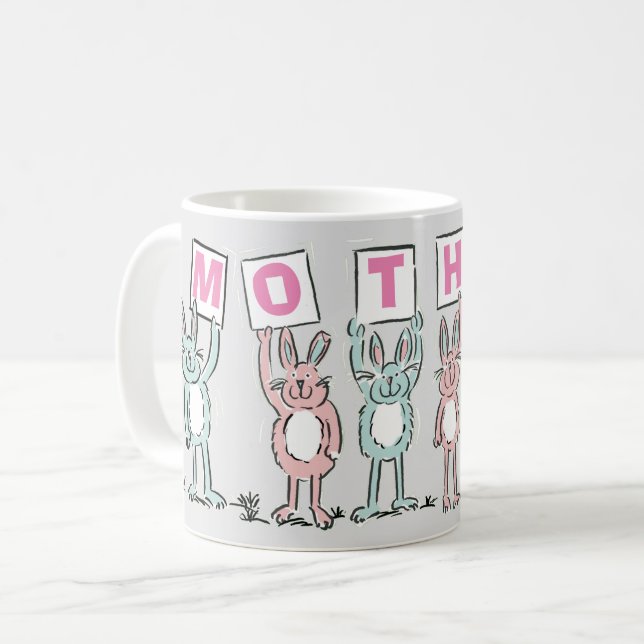 Geschenk für Mutter mit lustigen Kaninchen Kaffee  Kaffeetasse (Vorderseite Links)
