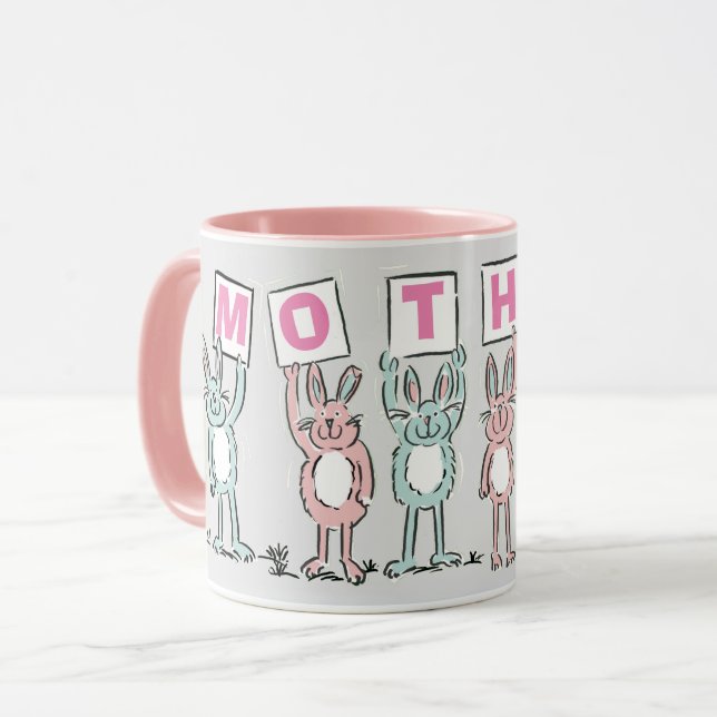 Geschenk für Mutter mit lustigen Kaninchen Tasse (Vorderseite Links)
