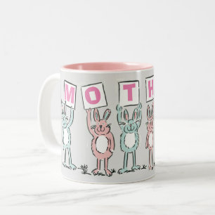 Geschenk für Mutter mit lustigen Niedlichen Kaninc Zweifarbige Tasse