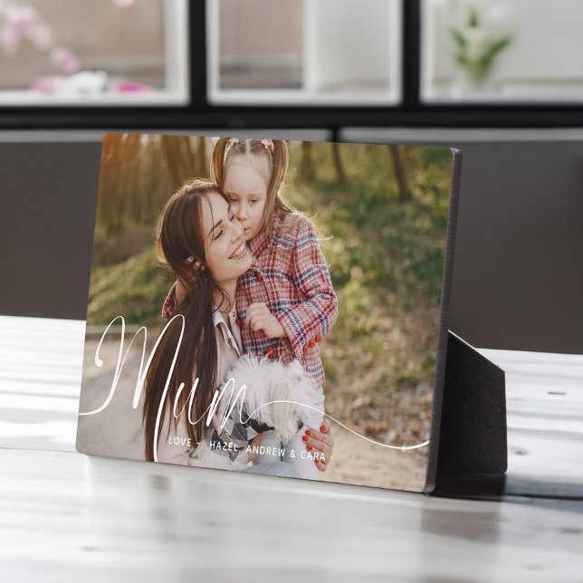 Geschenk für Mutter Muttertag Volles Foto Mama-Scr Fotoplatte (Gift for Mum Mother's Day Full Photo Mum Script Plaque)
