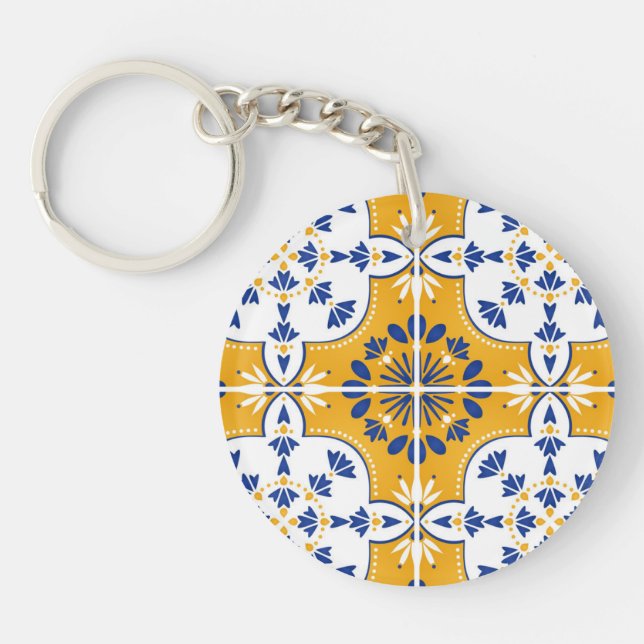 Geschenk für Nichte Portugiesisches Azulejo von de Schlüsselanhänger (Vorderseite)