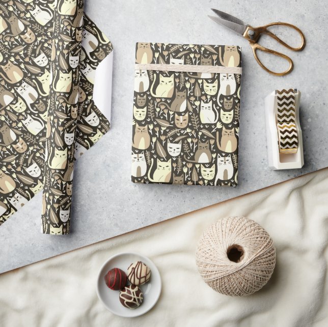 Geschenk für niedliche Katzenlederchen Geschenkpapier (Kunsthandwerk)