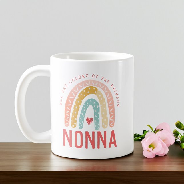 Geschenk für Nonna | Alle Farben des Regenbogens Kaffeetasse (Gift For Nonna | All The Colors of The Rainbow Coffee Mug)