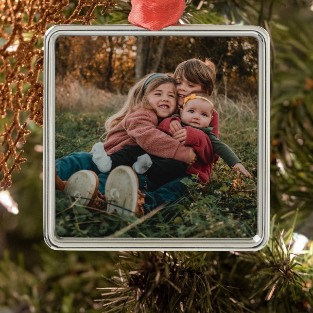Geschenk für Oma | Großkinder Foto Weihnachten Ornament Aus Metall (Grandkids Photo Christmas Ornament)