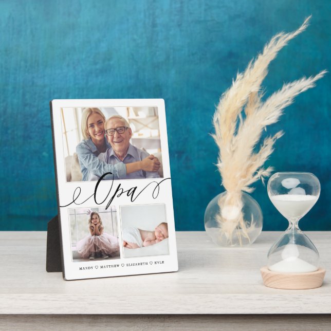 Geschenk für Opa | Enkelkinder 3 FotoCollage Fotoplatte (Seite)