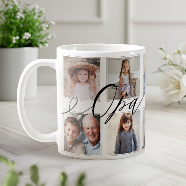 Geschenk für Opa | Entenkinder - FotoCollage Kaffeetasse (Gift for Opa | Grandchildren Photo Collage Coffee Mug)