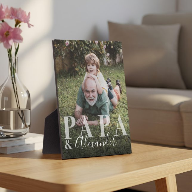 Geschenk für Papa & Grandchild Foto Keepake Fotoplatte (Gift for Papa & Grandchild Photo Keepsake Plaque)