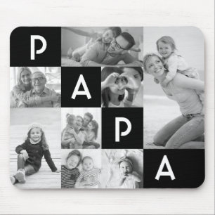 Geschenk für Papa   Schwarzes PAPA-Foto-Raster Mousepad
