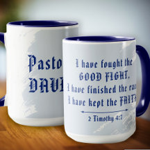 Geschenk für Pastor mit Bibelvers zum guten Kampf