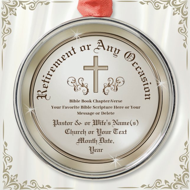 Geschenk für Pfarrer und Ehefrau, Personalisiert Ornament Aus Metall (Pastor retirement gift ideas. Christian ornament for pastors. Personalized, small retirement gift.)