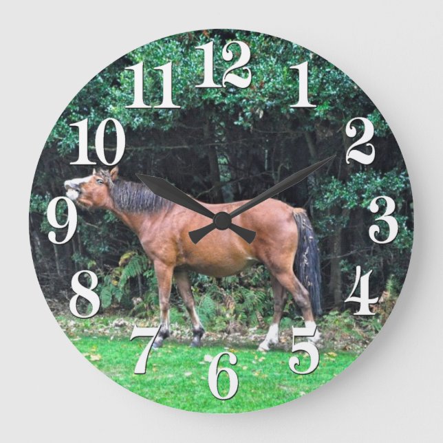 Geschenk für Pferdefreunde Große Wanduhr (Vorderseite)