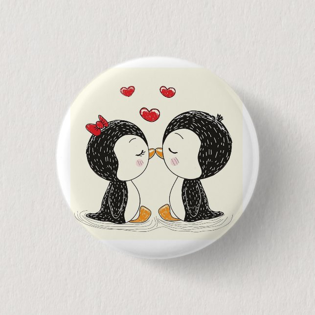Geschenk für Pinguinliebhaber süßes Knopsgeschenk Button (Vorderseite)