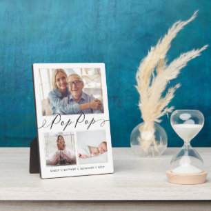 Geschenk für Pop Pop   Enkelkinder 3 FotoCollage Fotoplatte