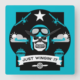 Geschenk für private und Kommerzielle Piloten Quadratische Wanduhr