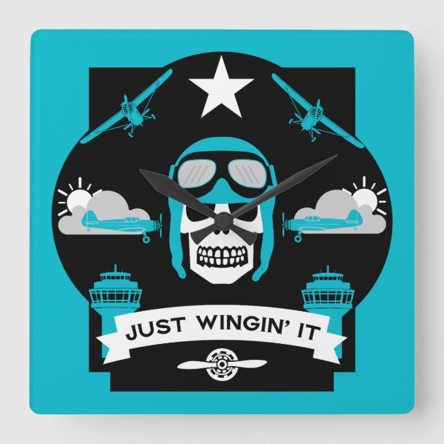 Geschenk für private und Kommerzielle Piloten Quadratische Wanduhr (Vorderseite)