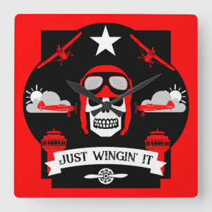 Geschenk für private und Kommerzielle Piloten Quadratische Wanduhr