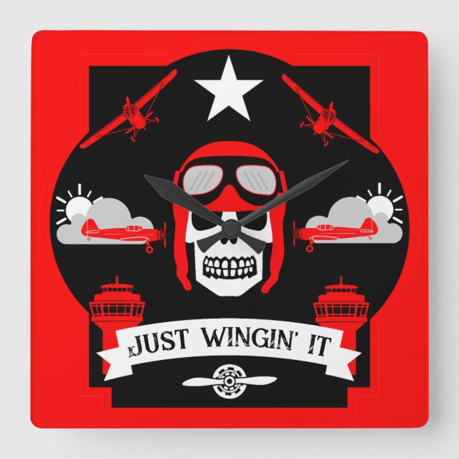 Geschenk für private und Kommerzielle Piloten Quadratische Wanduhr (Vorderseite)