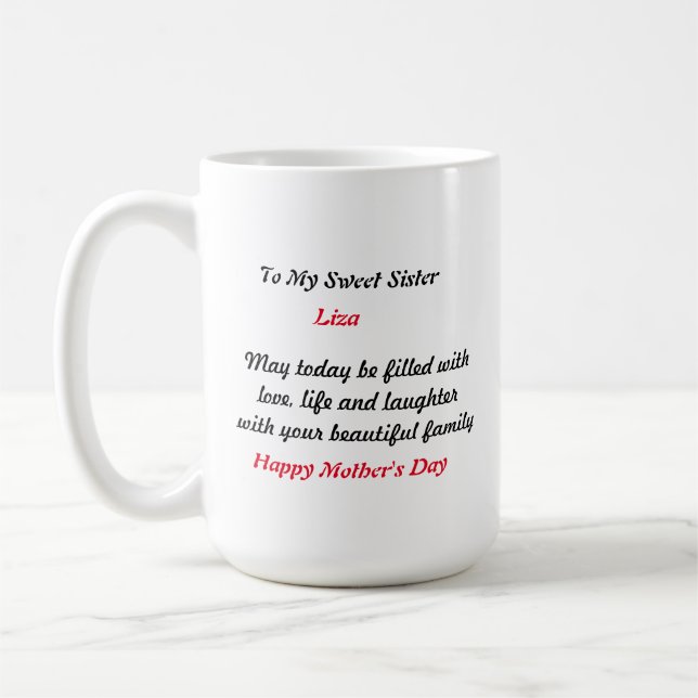 Geschenk für Schwester - Personalisiertes Mutterta Kaffeetasse (Links)