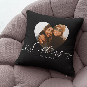 Geschenk für Schwestern Heart Foto Sisters Scrip Kissen