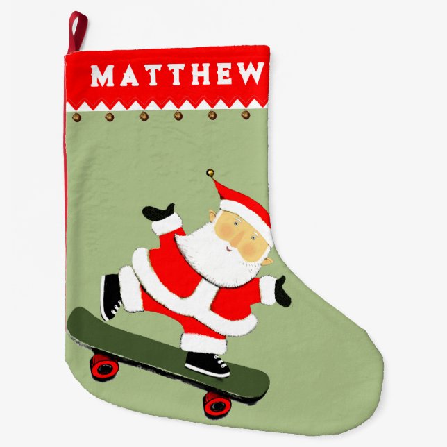 Geschenk für Skateboarden Großer Weihnachtsstrumpf (Vorderseite)