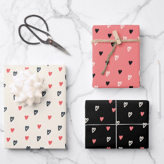 Geschenk für Tiny Hearts Muster Geschenkpapier Set (Vorderseite)