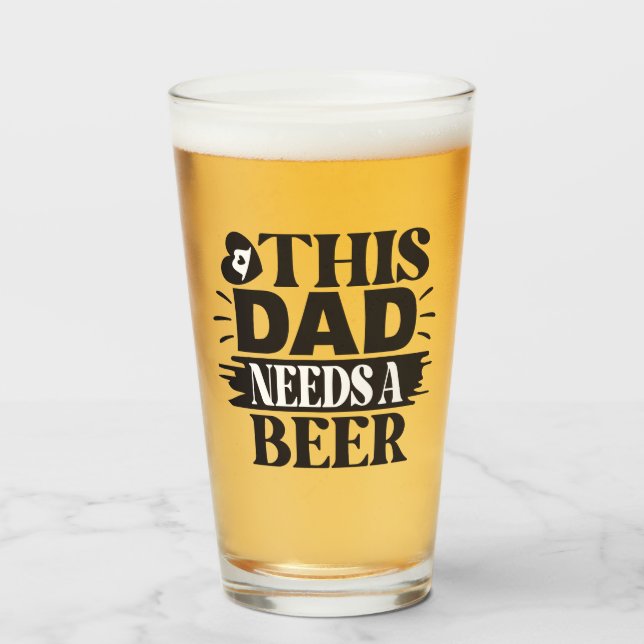 Geschenk für Vater Beer Lover Vatertag Einzigartig Glas (Vorne (Gefüllt))
