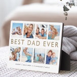 Geschenk für Vater | Bester Vater je FotoCollage Fotoplatte<br><div class="desc">Gib deinem Vater ein wunderschönes personalisiertes Geschenk, das er für immer schätzen wird. Spezielle personalisierte Foto Collage-Plakette, um Ihre eigenen speziellen Fotos und Erinnerungen zu zeigen. Unser Design zeichnet sich durch ein einfaches 8-Foto-Collage Grid-Design mit "bester Papa je" entworfen in modernen Imitaten Gold Schriftart. Jedes Foto ist gerahmt mit einem...</div>