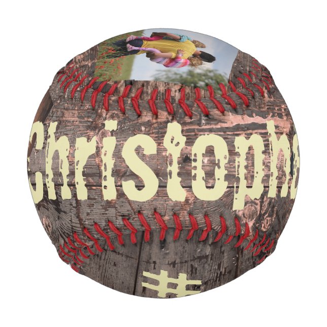 Geschenk für Vater-Holzeffekt #1 Vater Baseball (Vorderseite)