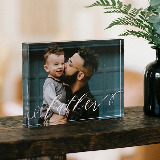 Geschenk für Vater-klassy Skript-Kalligrafie Keepa Fotoblock (Father’s Day Gift Script Father Keepsake Photo)
