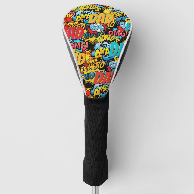 Geschenk für VATER mit eigener Marke - Comic Super Golf Headcover (Vorderseite)