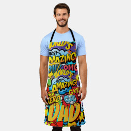 Geschenk für VATER mit eigener Marke - Comic Super Schürze