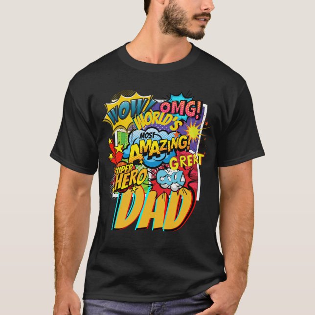 Geschenk für VATER mit eigener Marke - Comic Super T-Shirt (Vorderseite)