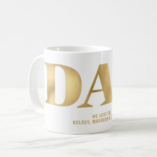 Geschenk für Vater mit Kindernamen Gold Kaffeetasse