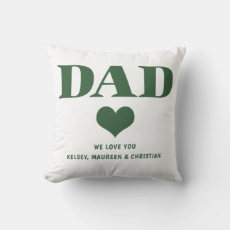 Geschenk für Vater mit Kindernamen grün Kissen