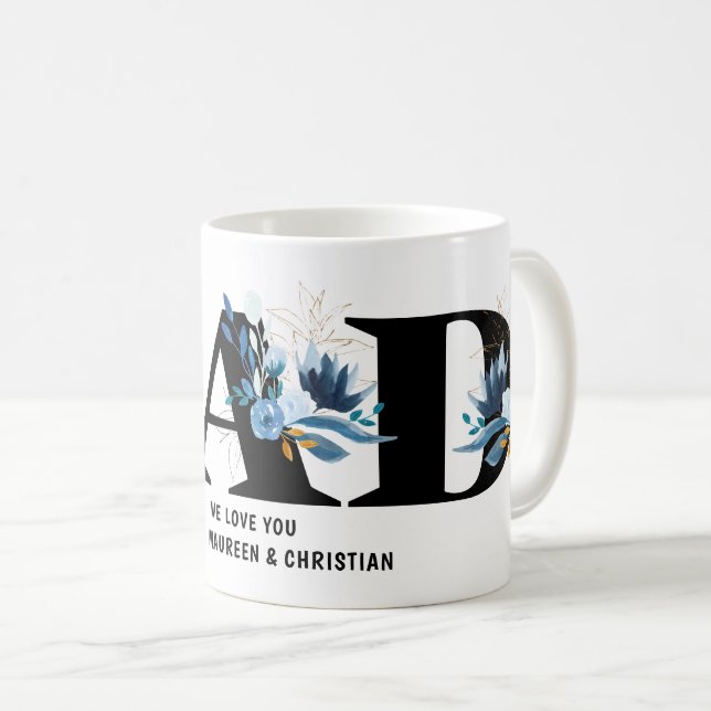 Geschenk für Vater mit Kindernamen Kaffeetasse (VorderseiteRechts)
