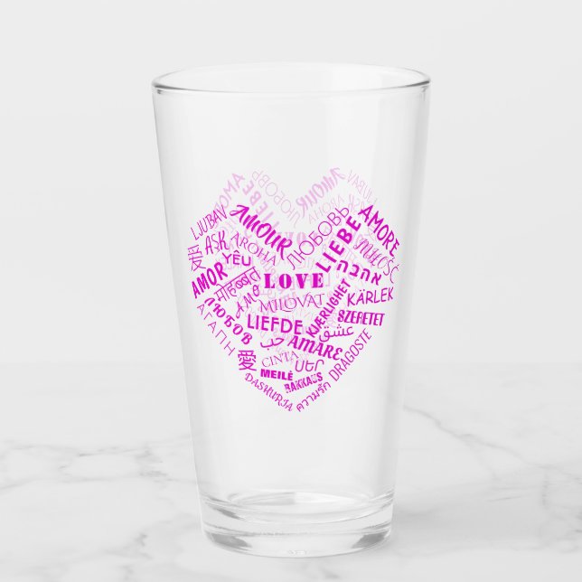 Geschenk für Word-Liebe in mehreren Sprachen Glas (Vorderseite)