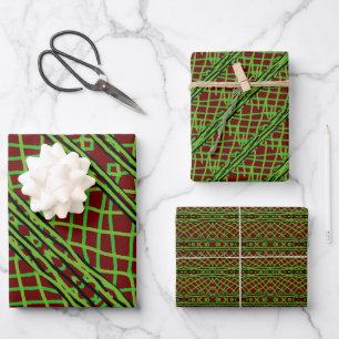 Geschenk Grüne Woche mit rotem Hintergrund Geschenkpapier Set