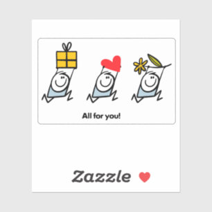 Geschenk, Herz und Blume Aufkleber