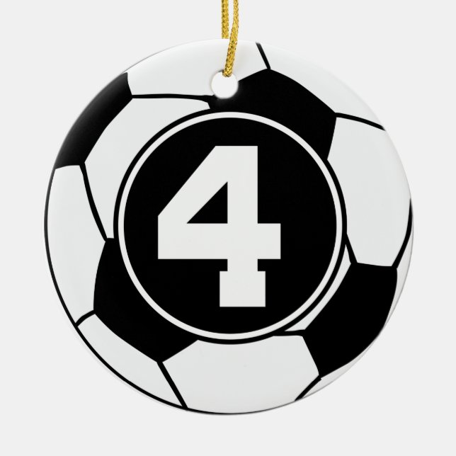Geschenk-Idee Fußball-Jersey-Zahl-4 Keramik Ornament (Vorne)