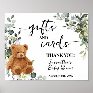 Geschenk & Karten Bärengrün Eukalyptus Babydusche Poster