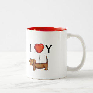 Geschenk Liebe I Sie - niedliches DackelValentines Zweifarbige Tasse