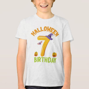 Geschenk Lustiger Halloween 7. Geburtstag 7 Jahre Tri-Blend Shirt