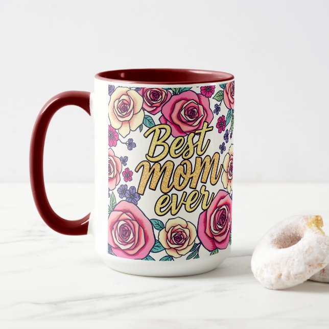 Geschenk Luxus Floral Modern Collection Tasse (Mit Donut)