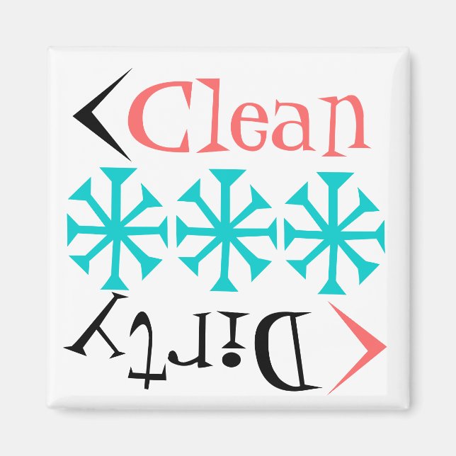 Geschenk Magnet Retro Tumblers Clean Geschirrspüle (Vorne)