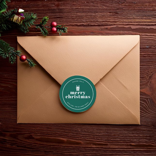 Geschenk mit einem Bow Weihnachtsgeschmack Runder Aufkleber (Von Creator hochgeladen)