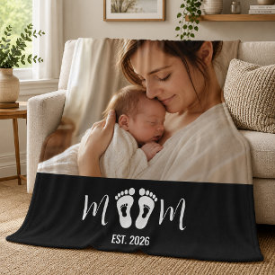 Geschenk mit Fußabdrücken des Babys und Gründungsd Fleecedecke