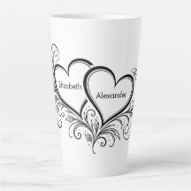 Geschenk mit Namen von Paaren in Schwarz und Weiß