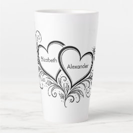 Geschenk mit Namen von Paaren in Schwarz und Weiß Milchtasse