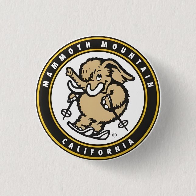 Geschenk mit Vintage-Mammoth-Mountain-Skigebiet-Be Button (Vorderseite)