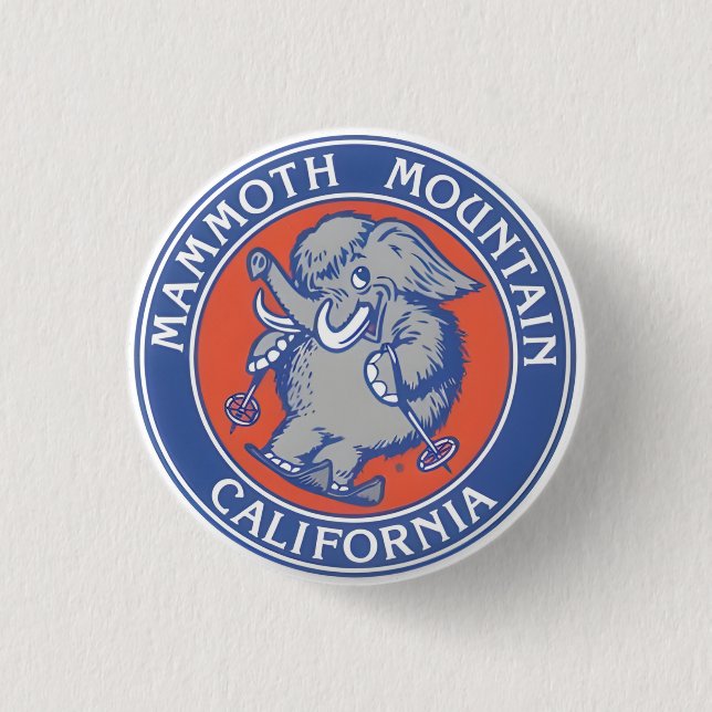 Geschenk mit Vintage-Mammoth-Mountain-Skigebiet-Be Button (Vorderseite)